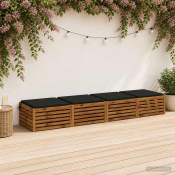 ARDEBO.de - 4-teilige Sitzkissen SOEST 4 stk. 100 % Polyester Schwarz