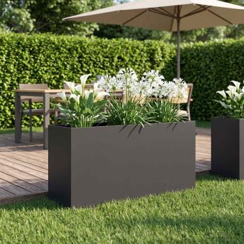 ARDEBO.de - Garten-Pflanzgefäß Schwarz 100 x 30 x 50 cm Kaltgewalzter Stahl