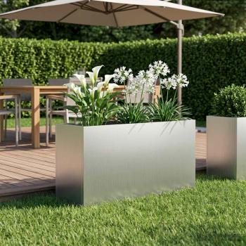 ARDEBO.de - Garten-Pflanzgefäß Silber 100 x 30 x 50 cm Verzinkter Stahl