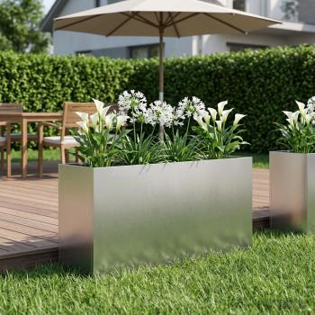 ARDEBO.de - Garten-Pflanzgefäß Silber 100 x 30 x 50 cm Edelstahl
