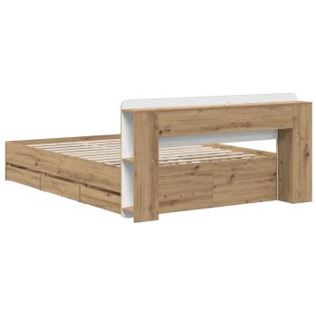 Bettgestell mit Stauraum und Kopfteil Artisan-Eiche