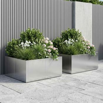 ARDEBO.de - Stützmauer 4 stk. 100 x 100 x 30 cm Edelstahl Silber