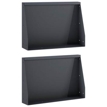 Stützmauer 2 stk. 60 x 12 x 50 cm Stahl Anthrazit