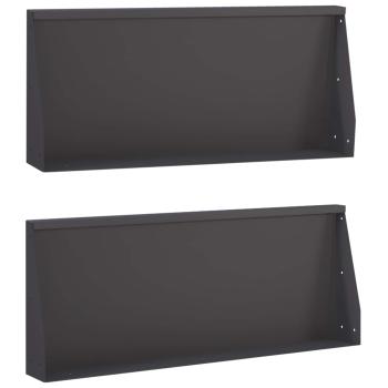 Stützmauer 2 stk. 100 x 12 x 50 cm Stahl Schwarz