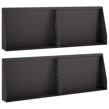 Stützmauer 4 stk. 60 x 12 x 30 cm Stahl Schwarz