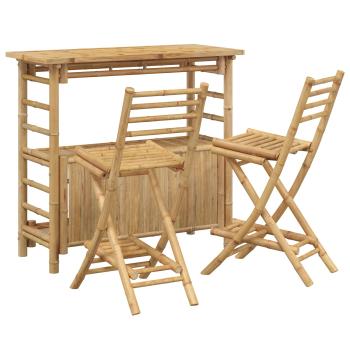 Outdoor Bar Tisch und Hocker 3 stk. Natur Bambus