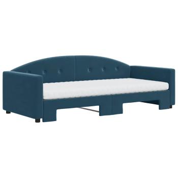 Tagesbett Ausziehbar mit Matratzen Blau 90x200 cm Samt