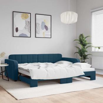 ARDEBO.de - Tagesbett Ausziehbar Blau 90x200 cm Samt