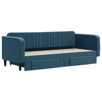 Tagesbett Ausziehbar mit Schubladen Blau 90x200 cm Samt