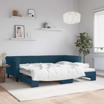 ARDEBO.de - Tagesbett Ausziehbar Blau 90x200 cm Samt