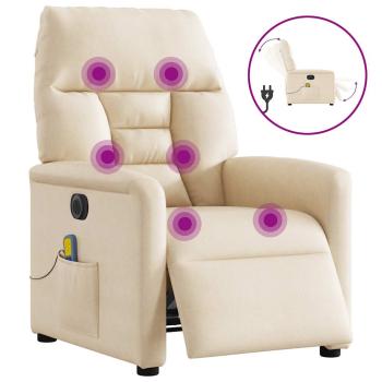 Massagesessel Elektrisch Beige Mikrofasergewebe