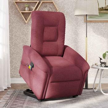 Massagesessel mit Aufstehhilfe Weinrot Stoff