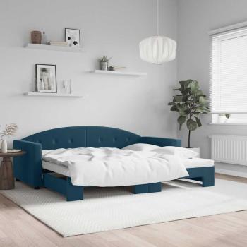 ARDEBO.de - Tagesbett Ausziehbar Blau 90x200 cm Samt