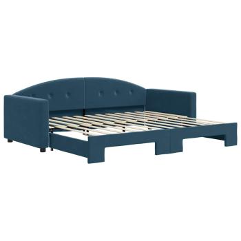 Tagesbett Ausziehbar Blau 90x200 cm Samt