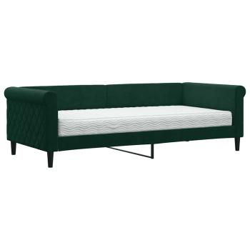 Tagesbett mit Matratze Dunkelgrün 90x200 cm Samt