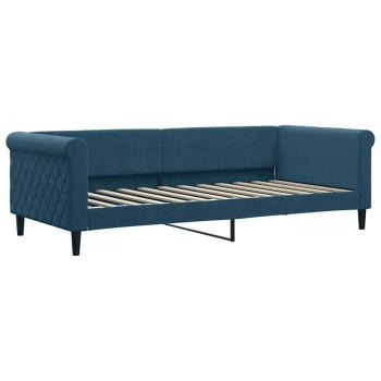 Tagesbett Ausziehbar mit Matratzen Blau 90x200 cm Samt