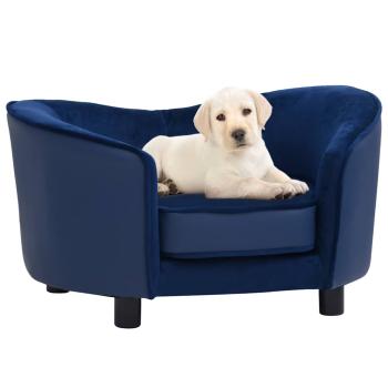 ARDEBO.de - Hundesofa Blau 69x49x40 cm Plüsch und Kunstleder