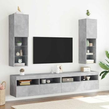 ARDEBO.de - TV-Schränke mit LED-Leuchten 2 Stk. Betongrau 30,5x30x102 cm