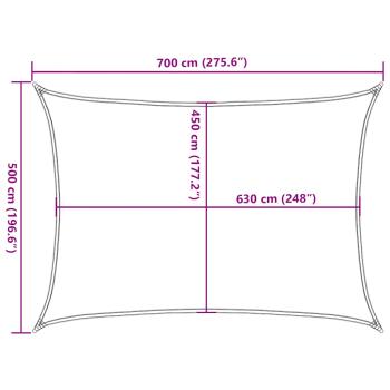 Sonnensegel 160 g/m² Taupe 5x7 m HDPE
