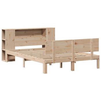 Massivholzbett mit Regal ohne Matratze 135x190 cm Kiefer