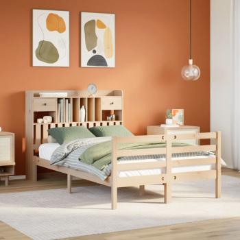 ARDEBO.de - Massivholzbett mit Regal ohne Matratze 135x190 cm Kiefernholz