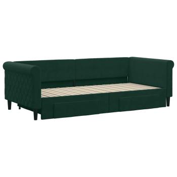 Tagesbett Ausziehbar mit Schubladen Dunkelgrün 90x200 cm Samt