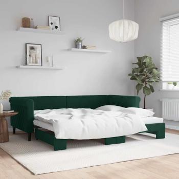 ARDEBO.de - Tagesbett Ausziehbar Dunkelgrün 90x200 cm Samt
