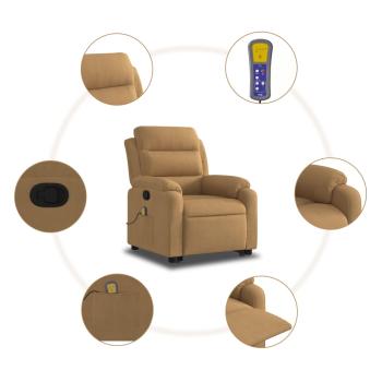 Massagesessel mit Aufstehhilfe Braun Samt