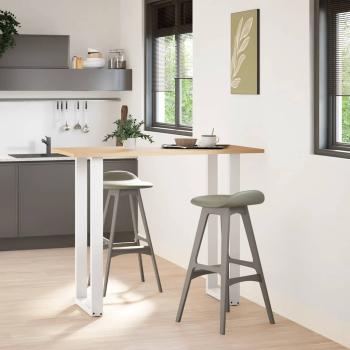 ARDEBO.de - Bartischbeine U-Form 2 Stk. Weiß 50x(110-111) cm Stahl