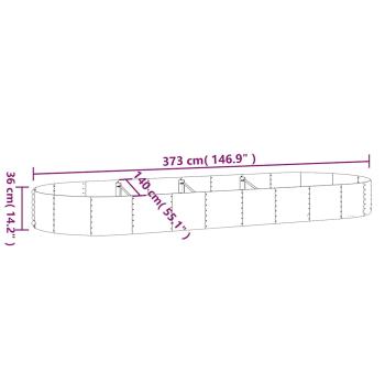 Hochbeet Verzinkter Stahl 373x140x36 cm Silbern
