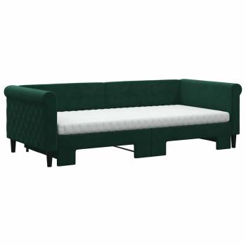 Tagesbett Ausziehbar mit Matratzen Dunkelgrün 90x200 cm Samt