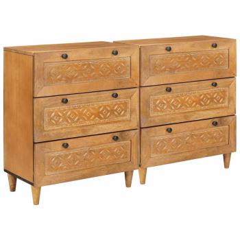 ARDEBO.de - Sideboard 2 stk. 120 x 33,5 x 75 cm massives Mangoholz Braun