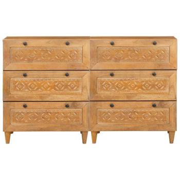 Sideboard 2 stk. 120 x 33,5 x 75 cm massives Mangoholz Braun