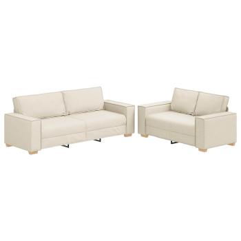 Sofa 2 stk. Beige Leinenmischgewebe