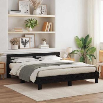 ARDEBO.de - Bettrahmen Schwarz Eichen-Optik 180 x 200 cm Holzwerkstoff