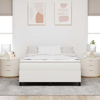 Boxspringbett Creme und Weiß 140 x 200 cm Cordstoff