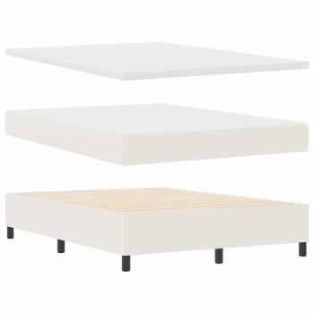 Boxspringbett Creme und Weiß 140 x 200 cm Cordstoff