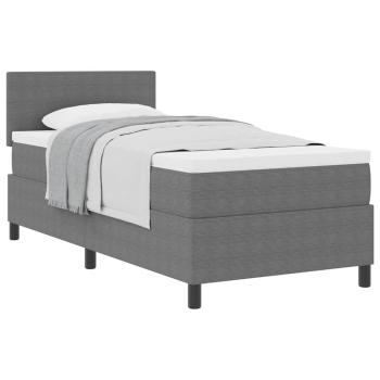 Boxspringbett Hellgrau und Weiß 100 x 200 cm Cordstoff
