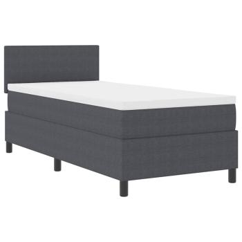 Boxspringbett Dunkelgrau und Weiß 100 x 200 cm Cordstoff