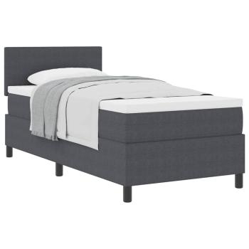 Boxspringbett Dunkelgrau und Weiß 100 x 200 cm Cordstoff