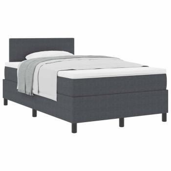Boxspringbett Dunkelgrau und Weiß 120 x 190 cm Cordstoff