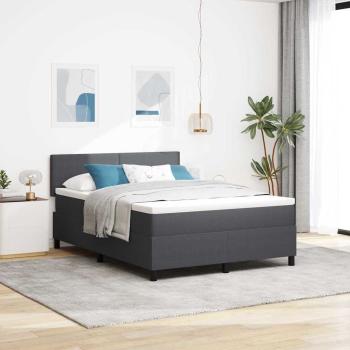ARDEBO.de - Boxspringbett Dunkelgrau und Weiß 140 x 200 cm Cordstoff