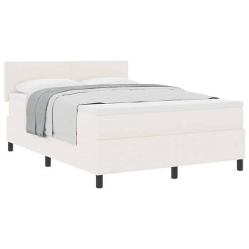 Boxspringbett Creme und Weiß 160 x 200 cm Cordstoff