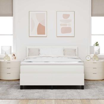 Boxspringbett Creme und Weiß 160 x 200 cm Cordstoff