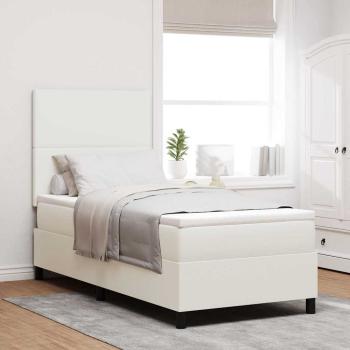 ARDEBO.de - Boxspringbett mit Kopfteil Creme und Weiß 80 x 200 cm Cordstoff