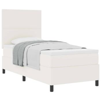 Boxspringbett mit Kopfteil Creme und Weiß 80 x 200 cm Cordstoff