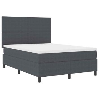 Boxspringbett Dunkelgrau und Weiß 140 x 190 cm Cordstoff