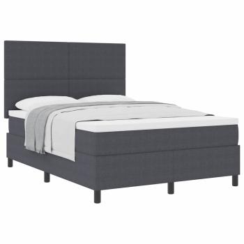 Boxspringbett Dunkelgrau und Weiß 140 x 190 cm Cordstoff