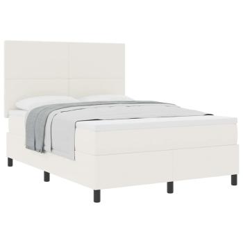 Boxspringbett Creme und Weiß 160 x 200 cm Cordstoff