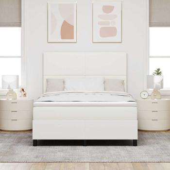 Boxspringbett Creme und Weiß 160 x 200 cm Cordstoff